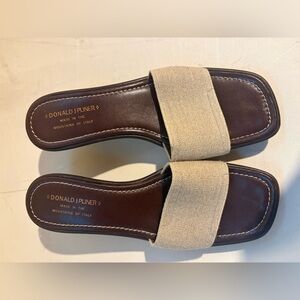 Donald J. Pliner Women's Tan Slide Sandals with kitten heel